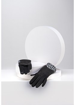 Czarne rękawiczki z motywem panterki ze sklepu Molton w kategorii Rękawiczki damskie - zdjęcie 164793997