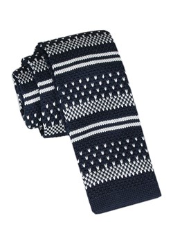 Krawat Knit (Dzianinowy) - Wzór Norweski - Świąteczny - Alties - Granatowy KRALTS0979 ze sklepu JegoSzafa.pl w kategorii Krawaty - zdjęcie 164795458