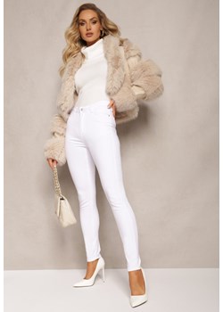 Białe Jeansy Regular Waist o Fasonie Skinny z Zapięciem na Guzik i Suwak Efraim ze sklepu Renee odzież w kategorii Jeansy damskie - zdjęcie 164797309