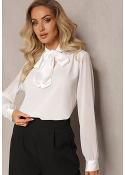 Biała Bluzka z Wiązana Kokardą wokół Szyi Blisorfa ze sklepu Renee odzież w kategorii Bluzki damskie - zdjęcie 164797389