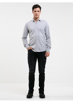Koszula męska z dzianiny strukturalnej szara Edgerton 901 ze sklepu Big Star w kategorii Koszule męskie - zdjęcie 164799415