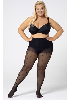 Rajstopy damskie w serduszka plus size Queen of hearts 30 DEN, Kolor czarny (onyx), Rozmiar 5, Mona Queen Size ze sklepu Primodo w kategorii Rajstopy - zdjęcie 164805288