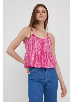 Pepe Jeans bluzka bawełniana PAM damska kolor różowy wzorzysta ze sklepu ANSWEAR.com w kategorii Bluzki damskie - zdjęcie 164809466