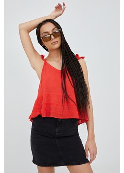 Superdry bluzka kolor czerwony ze sklepu ANSWEAR.com w kategorii Bluzki damskie - zdjęcie 164809508