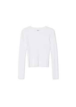 Cropp - Biały sweter w prążki - biały ze sklepu Cropp w kategorii Swetry damskie - zdjęcie 164811445