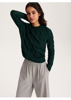 Reserved - Sweter o warkoczowym splocie - ciemnozielony ze sklepu Reserved w kategorii Swetry damskie - zdjęcie 164874455