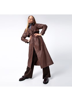 Damski płaszcz skórzany długi bordowy ze sklepu WITTCHEN w kategorii Płaszcze damskie - zdjęcie 164876829
