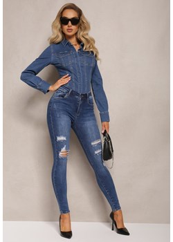 Niebieskie Jeansy Skinny z Dziurami i Przetarciami Gemeti ze sklepu Renee odzież w kategorii Jeansy damskie - zdjęcie 164877148