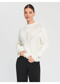 Sinsay - Sweter z ozdobnym splotem - kremowy ze sklepu Sinsay w kategorii Swetry damskie - zdjęcie 164881095