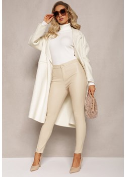 Jasnobeżowe Spodnie z Ekoskóry o Fasonie Skinny Sonowa ze sklepu Renee odzież w kategorii Spodnie damskie - zdjęcie 164882419