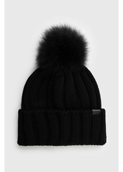 Woolrich czapka wełniana kolor czarny wełniana ze sklepu PRM w kategorii Czapki zimowe damskie - zdjęcie 164882767