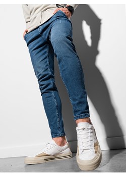 Spodnie męskie jeansowe SKINNY FIT z kieszeniami chino - niebieskie V6 OM-PADP-0100 ze sklepu ombre w kategorii Jeansy męskie - zdjęcie 164883786