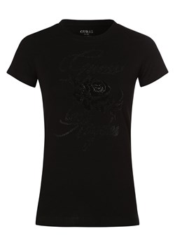 GUESS T-shirt damski Kobiety Bawełna czarny jednolity ze sklepu vangraaf w kategorii Bluzki damskie - zdjęcie 164889247