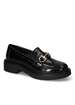 Mokasyny Sergio Leone BT196 Czarne lakier/Złote ze sklepu Arturo-obuwie w kategorii Mokasyny damskie - zdjęcie 164890505