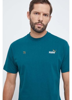 Puma t-shirt bawełniany męski kolor zielony z nadrukiem ze sklepu ANSWEAR.com w kategorii T-shirty męskie - zdjęcie 164892939
