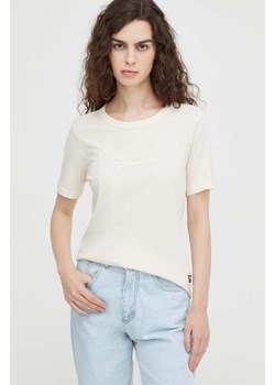 G-Star Raw t-shirt bawełniany damski kolor beżowy ze sklepu ANSWEAR.com w kategorii Bluzki damskie - zdjęcie 164893009