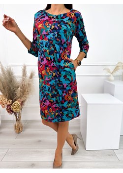 Sukienka w Kolorowy Wzór z Kieszeniami ze sklepu ModnaKiecka.pl w kategorii Sukienki - zdjęcie 164896226