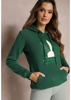 Zielona Bluza z Kapturem i Ozdobnym Nadrukiem Kliorre ze sklepu Renee odzież w kategorii Bluzy damskie - zdjęcie 164899765