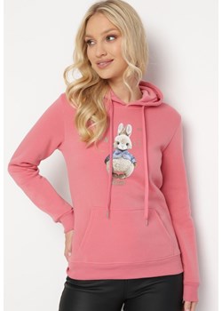 Różowa Bluza z Kapturem i Nadrukiem Diames ze sklepu Born2be Odzież w kategorii Bluzy damskie - zdjęcie 164899866