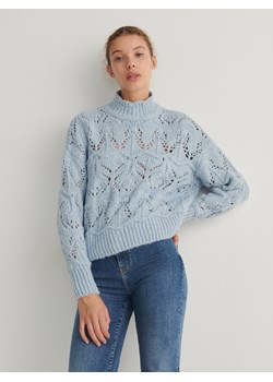 Reserved - Ażurowy sweter z golfem - jasnoniebieski ze sklepu Reserved w kategorii Swetry damskie - zdjęcie 164901297