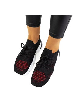 Czarno czerwone sneakersy sportowe Daniela czarne ze sklepu ButyModne.pl w kategorii Buty sportowe damskie - zdjęcie 164909995