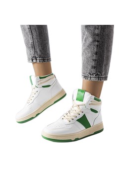 Zielone sneakersy za kostkę Robin białe ze sklepu ButyModne.pl w kategorii Buty sportowe damskie - zdjęcie 164911728