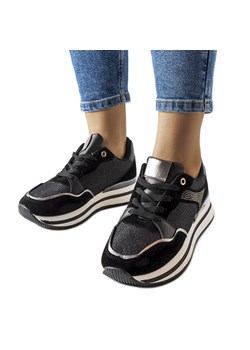 Czarne błyszczące sneakersy Enola ze sklepu ButyModne.pl w kategorii Buty sportowe damskie - zdjęcie 164911957