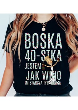 czarna koszulka na 40 urodziny BOSKA 40 DLA blondynki ze sklepu Time For Fashion w kategorii Bluzki damskie - zdjęcie 164922899