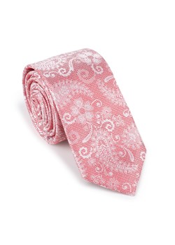 Krawat jedwabny wzorzysty biało-czerwony ze sklepu WITTCHEN w kategorii Krawaty - zdjęcie 164923545