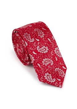 Krawat jedwabny wzorzysty czerwono-biały ze sklepu WITTCHEN w kategorii Krawaty - zdjęcie 164923547