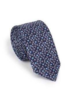 Krawat jedwabny wzorzysty granatowo-niebieski ze sklepu WITTCHEN w kategorii Krawaty - zdjęcie 164923549