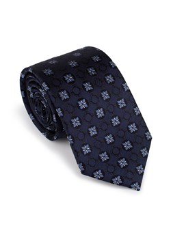 Krawat z jedwabiu we wzory granatowo-niebieski ze sklepu WITTCHEN w kategorii Krawaty - zdjęcie 164923578