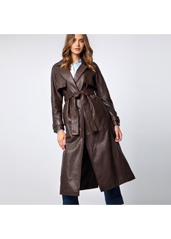 Damski płaszcz skórzany długi ciemny brąz ze sklepu WITTCHEN w kategorii Płaszcze damskie - zdjęcie 164923595