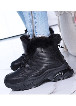 Czarne ocieplane trampki sneakersy na koturnie E10-3 15150 T635/ ze sklepu Pantofelek24.pl w kategorii Śniegowce damskie - zdjęcie 164927666