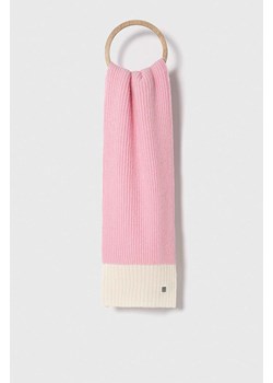 HUGO szalik z domieszką wełny kolor różowy gładki ze sklepu ANSWEAR.com w kategorii Szaliki i chusty damskie - zdjęcie 164929445