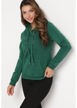 Zielona Bluza Ocieplana z Nadrukiem Grolla ze sklepu Born2be Odzież w kategorii Bluzy damskie - zdjęcie 164931587