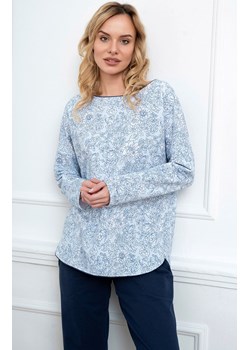 Bawełniana piżama damska w kwiatowy wzór Gracjela, Kolor niebiesko-granatowy, Rozmiar S, Italian Fashion ze sklepu Intymna w kategorii Piżamy damskie - zdjęcie 164932037
