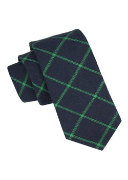 Wełniany Krawat - Alties - Granatowy w Zielony Wzór KRALTS0990 ze sklepu JegoSzafa.pl w kategorii Krawaty - zdjęcie 164935776