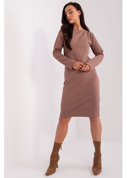Brązowa sukienka damska dresowa z długim rękawem ze sklepu 5.10.15 w kategorii Sukienki - zdjęcie 164947279