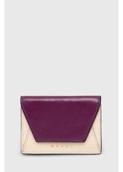 Marni portfel skórzany damski kolor fioletowy ze sklepu PRM w kategorii Portfele damskie - zdjęcie 164954456