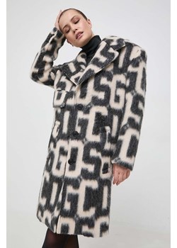 GCDS płaszcz z domieszką wełny kolor beżowy przejściowy ze sklepu ANSWEAR.com w kategorii Płaszcze damskie - zdjęcie 165004325