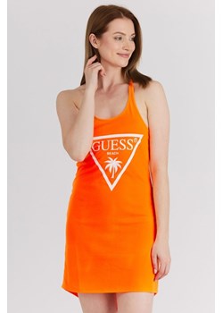 GUESS Pomarańczowa neonowa sukienka z trójkątnym logo, Wybierz rozmiar L ze sklepu outfit.pl w kategorii Sukienki - zdjęcie 165007508
