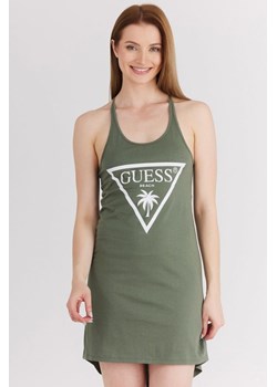 GUESS Zielona sukienka z trójkątnym logo, Wybierz rozmiar L ze sklepu outfit.pl w kategorii Sukienki - zdjęcie 165007517