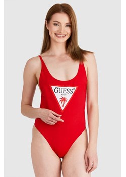 GUESS Czerwony strój kąpielowy z trójkątnym logo, Wybierz rozmiar S ze sklepu outfit.pl w kategorii Stroje kąpielowe - zdjęcie 165007518