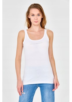 EMPORIO ARMANI Top biały z dżetowym logo, Wybierz rozmiar XL ze sklepu outfit.pl w kategorii Bluzki damskie - zdjęcie 165008048