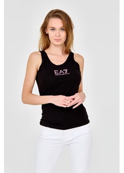EA7 Top czarny na ramiączka z różowym logo, Wybierz rozmiar L ze sklepu outfit.pl w kategorii Bluzki damskie - zdjęcie 165008059