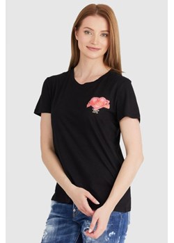 GUESS Czarny t-shirt damski z kolorowym printem, Wybierz rozmiar M ze sklepu outfit.pl w kategorii Bluzki damskie - zdjęcie 165008847