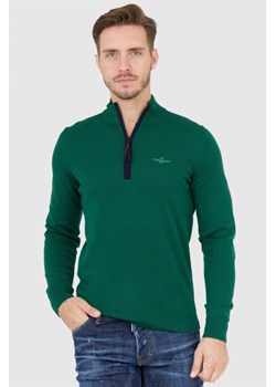 AERONAUTICA MILITARE Zielony sweter męski z suwakiem, Wybierz rozmiar L ze sklepu outfit.pl w kategorii Swetry męskie - zdjęcie 165008905