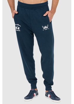 LA MARTINA Granatowe spodnie dresowe z wyszywanym logo, Wybierz rozmiar L ze sklepu outfit.pl w kategorii Spodnie męskie - zdjęcie 165009196