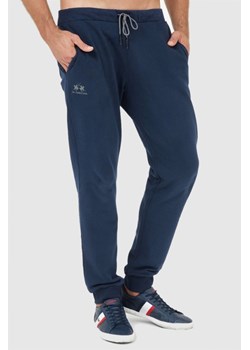 LA MARTINA Granatowe spodnie dresowe z szarym logo, Wybierz rozmiar XL ze sklepu outfit.pl w kategorii Spodnie męskie - zdjęcie 165009209